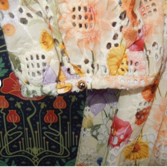 Borgo De Nor Bia Floral Print Broderie Anglaise Eyelet Cotton Voile Mini Dress - Picture 5 of 7